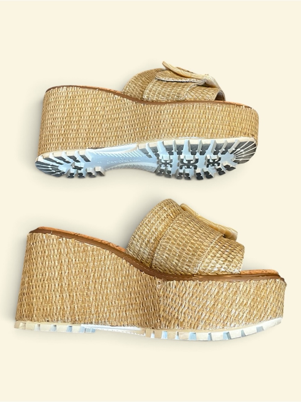 Sam Edelman Woven Platform Slide Sandals with Cotton Buckle — Tan, size 8 - Picture 4 of 7